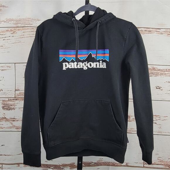 Patagonia Uprisal Hoodie Black Spellout Logo Size Small - Picture 1 of 8